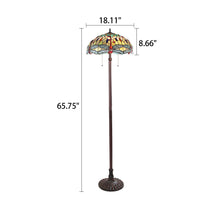 Load image into Gallery viewer, RADIANCE goods Tiffany-style 2 Light Dragonfly Floor Lamp 18&quot; Shade
