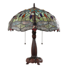 Load image into Gallery viewer, RADIANCE goods Tiffany-style Dragonfly 2 Light Table Lamp 18&quot; Shade
