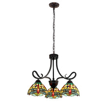 Load image into Gallery viewer, RADIANCE goods Dragonfly Tiffany-style Dark Bronze 3 Light Mini Chandelier 24&quot; Wide
