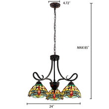 Load image into Gallery viewer, RADIANCE goods Dragonfly Tiffany-style Dark Bronze 3 Light Mini Chandelier 24&quot; Wide
