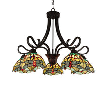 Load image into Gallery viewer, RADIANCE goods Dragonfly Tiffany-style Dark Bronze 5 Light Large Chandelier 27&quot; Wide
