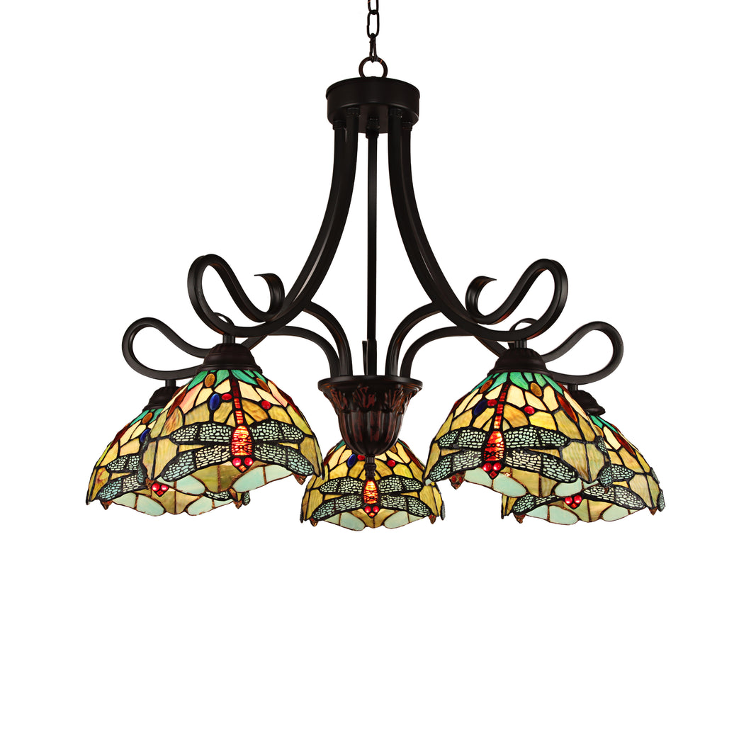 RADIANCE goods Dragonfly Tiffany-style Dark Bronze 5 Light Large Chandelier 27