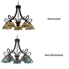 Load image into Gallery viewer, RADIANCE goods Dragonfly Tiffany-style Dark Bronze 5 Light Large Chandelier 27&quot; Wide
