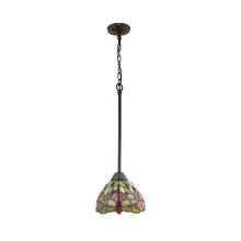 Load image into Gallery viewer, RADIANCE goods Dragonfly Tiffany-style Dark Bronze 1 Light Mini Pendant 8&quot; Wide
