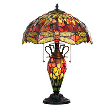 Load image into Gallery viewer, RADIANCE goods Tiffany-style Dark Bronze 3 Light Double Lit Table Lamp 16&quot; Shade
