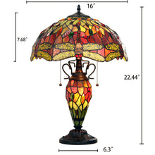 Load image into Gallery viewer, RADIANCE goods Tiffany-style Dark Bronze 3 Light Double Lit Table Lamp 16&quot; Shade
