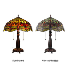 Load image into Gallery viewer, RADIANCE goods Tiffany-style 2 Light Dragonfly Table Lamp 16&quot; Shade
