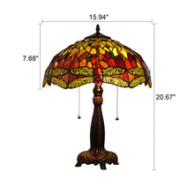 Load image into Gallery viewer, RADIANCE goods Tiffany-style 2 Light Dragonfly Table Lamp 16&quot; Shade
