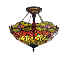 Load image into Gallery viewer, RADIANCE goods Dragonfly Tiffany-style Dark Bronze 2 Light Semi-Flush 16&quot; Wide
