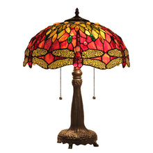 Load image into Gallery viewer, RADIANCE goods Tiffany-style Dragonfly 2 Light Table Lamp 18&quot; Shade
