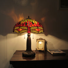 Load image into Gallery viewer, RADIANCE goods Tiffany-style Dragonfly 2 Light Table Lamp 18&quot; Shade
