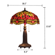 Load image into Gallery viewer, RADIANCE goods Tiffany-style Dragonfly 2 Light Table Lamp 18&quot; Shade
