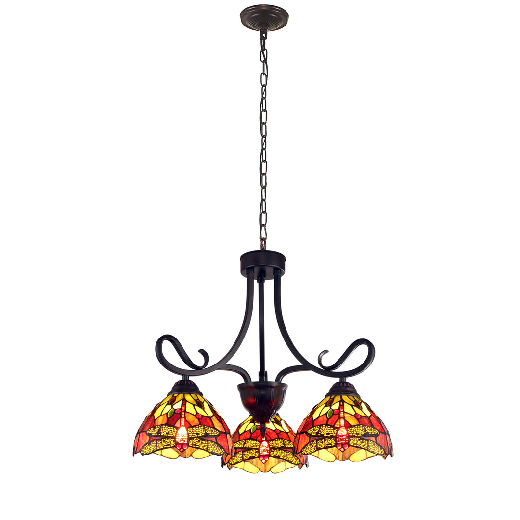 RADIANCE goods Dragonfly Tiffany-style Dark Bronze 3 Light Mini Chandelier 24