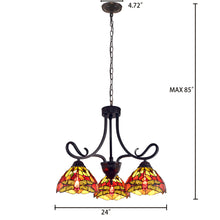 Load image into Gallery viewer, RADIANCE goods Dragonfly Tiffany-style Dark Bronze 3 Light Mini Chandelier 24&quot; Wide
