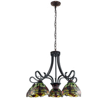 Load image into Gallery viewer, RADIANCE goods Dragonfly Tiffany-style Dark Bronze 5 Light Large Chandelier 27&quot; Wide
