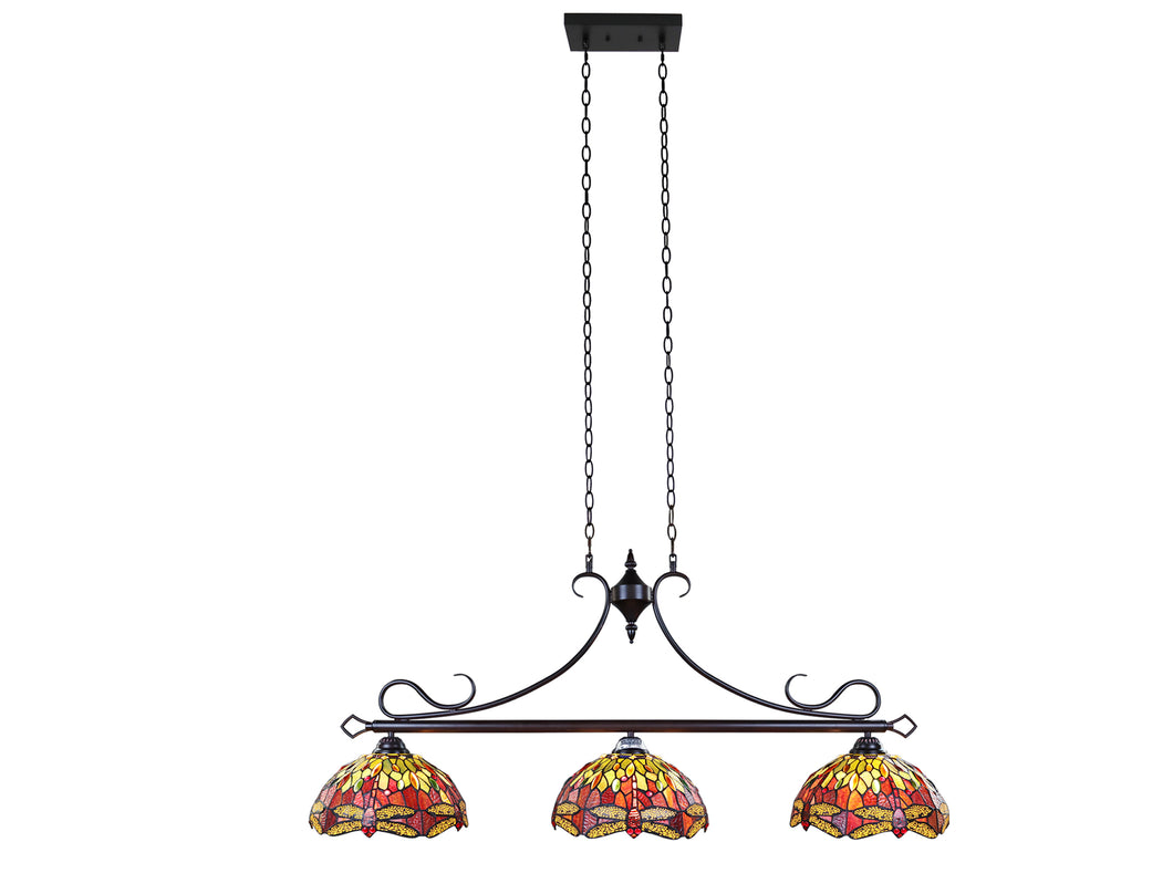 RADIANCE goods Dragonfly Tiffany-Style Dark Bronze 3 Light Island Pendant 48