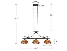 Load image into Gallery viewer, RADIANCE goods Dragonfly Tiffany-Style Dark Bronze 3 Light Island Pendant 48&quot; Wide
