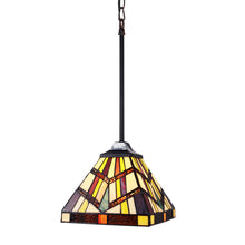 Load image into Gallery viewer, RADIANCE goods Mission Tiffany-style Blackish Bronze 1 Light Mini-Pendant 8&quot; Wide
