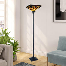 Load image into Gallery viewer, RADIANCE goods Mission Tiffany-style Dark Bronze 1 Light Torchiere Lamp 14&quot; Shade/69&quot; Tall
