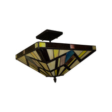 Load image into Gallery viewer, RADIANCE goods Mission Tiffany-style Blackish Bronze 2 Light Semi-Flush 14&quot; Wide
