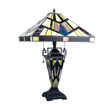 Load image into Gallery viewer, RADIANCE goods Mission-Style Blackish Bronze 3-Light Double-Lit Table Lamp 16&quot; Shade
