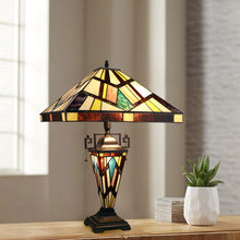 Load image into Gallery viewer, RADIANCE goods Mission-Style Blackish Bronze 3-Light Double-Lit Table Lamp 16&quot; Shade
