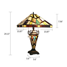 Load image into Gallery viewer, RADIANCE goods Mission-Style Blackish Bronze 3-Light Double-Lit Table Lamp 16&quot; Shade
