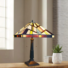 Load image into Gallery viewer, RADIANCE goods Mission-Style Blackish Bronze 2-Light Table Lamp 16&quot; Shade
