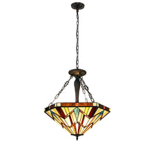 Load image into Gallery viewer, RADIANCE goods Mission-Style Blackish Bronze 3-Light Inverted Pendant 22&quot; Wide
