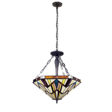 Load image into Gallery viewer, RADIANCE goods Mission-Style Blackish Bronze 3-Light Inverted Pendant 22&quot; Wide
