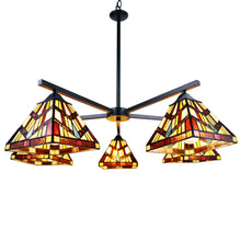 Load image into Gallery viewer, RADIANCE goods Mission Tiffany-style Blackish Bronze 5 Light Chandelier 30&quot; Wide
