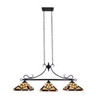 Load image into Gallery viewer, RADIANCE goods Mission Tiffany-Style 3 Light Island Pendant 47&quot; Wide
