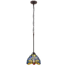 Load image into Gallery viewer, RADIANCE goods Dragonfly Tiffany-Style 1 Light Mini-Pendant 8&quot; Wide

