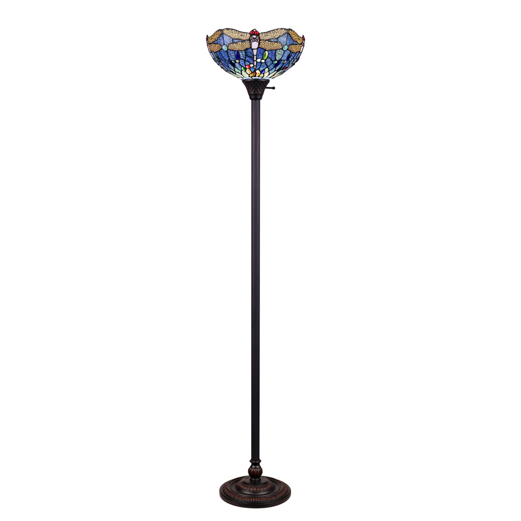 RADIANCE goods Dragonfly-Style Dark Bronze 1 Light Torchiere Floor Lamp 14