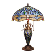 Load image into Gallery viewer, RADIANCE goods Dragonfly-Style Dark Bronze 3 Light Double Lit Table Lamp 16&quot; Wide
