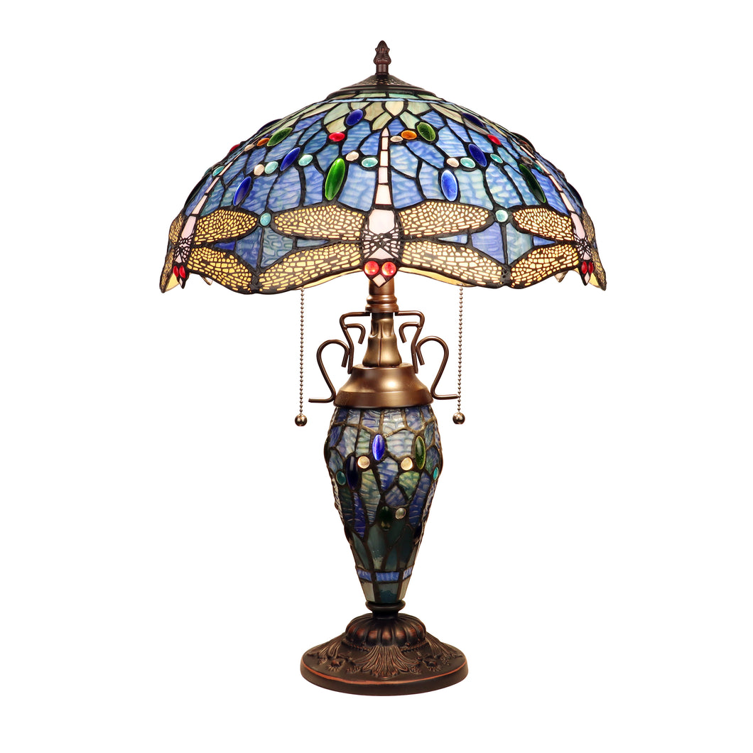 RADIANCE goods Dragonfly-Style Dark Bronze 3 Light Double Lit Table Lamp 16