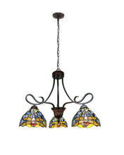 Load image into Gallery viewer, RADIANCE goods Dragonfly Tiffany-Style 3 Light Chandelier 25&quot; Wide
