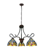 Load image into Gallery viewer, RADIANCE goods Dragonfly Tiffany-Style 3 Light Chandelier 25&quot; Wide
