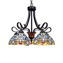 Load image into Gallery viewer, RADIANCE goods Dragonfly Tiffany-Style Dark Bronze 5 Light Chandelier 25&quot; Wide
