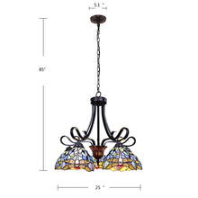 Load image into Gallery viewer, RADIANCE goods Dragonfly Tiffany-Style Dark Bronze 5 Light Chandelier 25&quot; Wide
