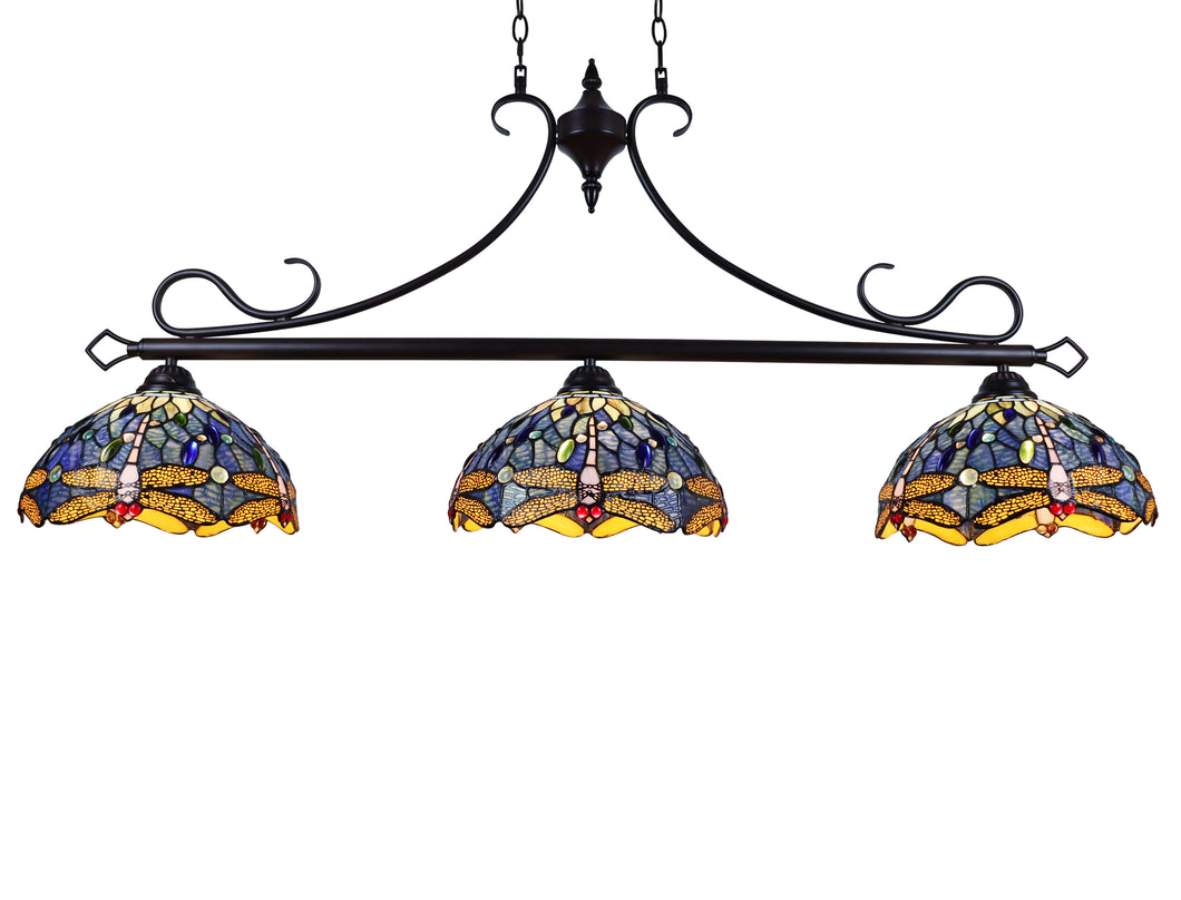 RADIANCE goods Dragonfly Tiffany-Style 3 Light Island Pendant 25
