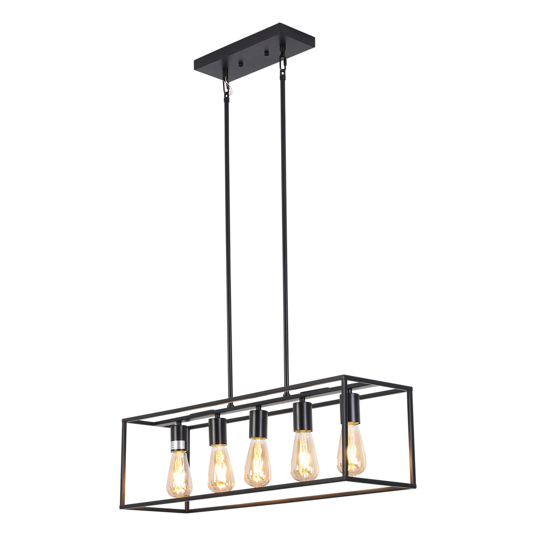 RADIANCE goods Industrial 5 Light Matt Black Island Pendant 33