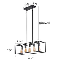 Load image into Gallery viewer, RADIANCE goods Industrial 5 Light Matt Black Island Pendant 33&quot; Wide
