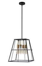 Load image into Gallery viewer, RADIANCE goods Industrial 4 Light Matt Black/Gold Trapezoid Ceiling Pendant 15&quot; Wide
