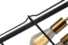 Load image into Gallery viewer, RADIANCE goods Industrial 4 Light Matt Black/Gold Trapezoid Ceiling Pendant 15&quot; Wide
