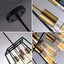 Load image into Gallery viewer, RADIANCE goods Industrial 4 Light Matt Black/Gold Trapezoid Ceiling Pendant 15&quot; Wide
