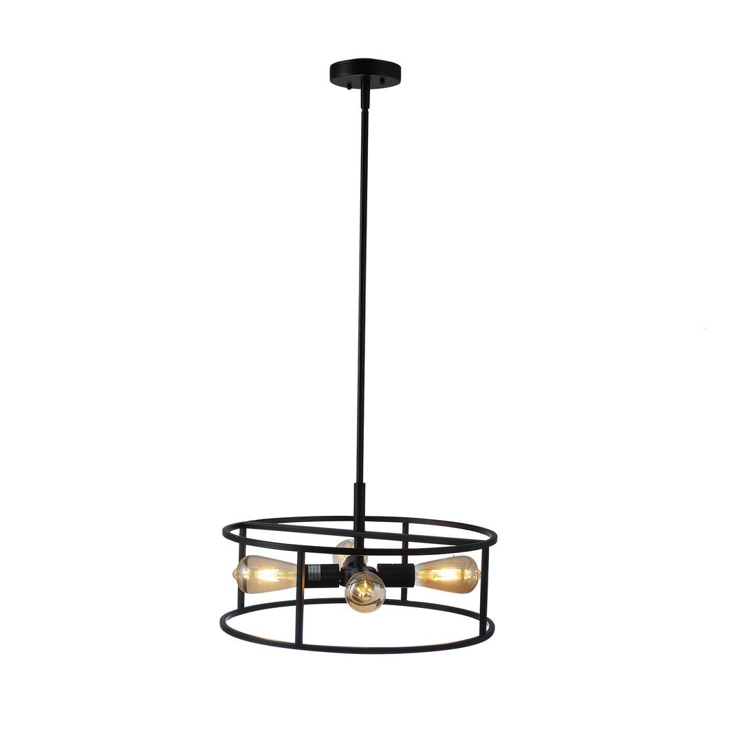 RADIANCE goods Farmhouse 4 Light Oil Rubbed Bronze Drum Ceiling Pendant 18