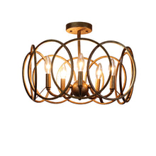 Load image into Gallery viewer, RADIANCE goods Farmhouse-Style Antique Brass 4 Light Semi-Flush Fixture 24&quot; Wide
