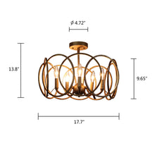 Load image into Gallery viewer, RADIANCE goods Farmhouse-Style Antique Brass 4 Light Semi-Flush Fixture 24&quot; Wide
