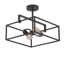 Load image into Gallery viewer, RADIANCE goods Farmhouse 2 Light Oil Rubbed Bronze Square Semi-Flush Ceiling Pendant 14&quot; Wide
